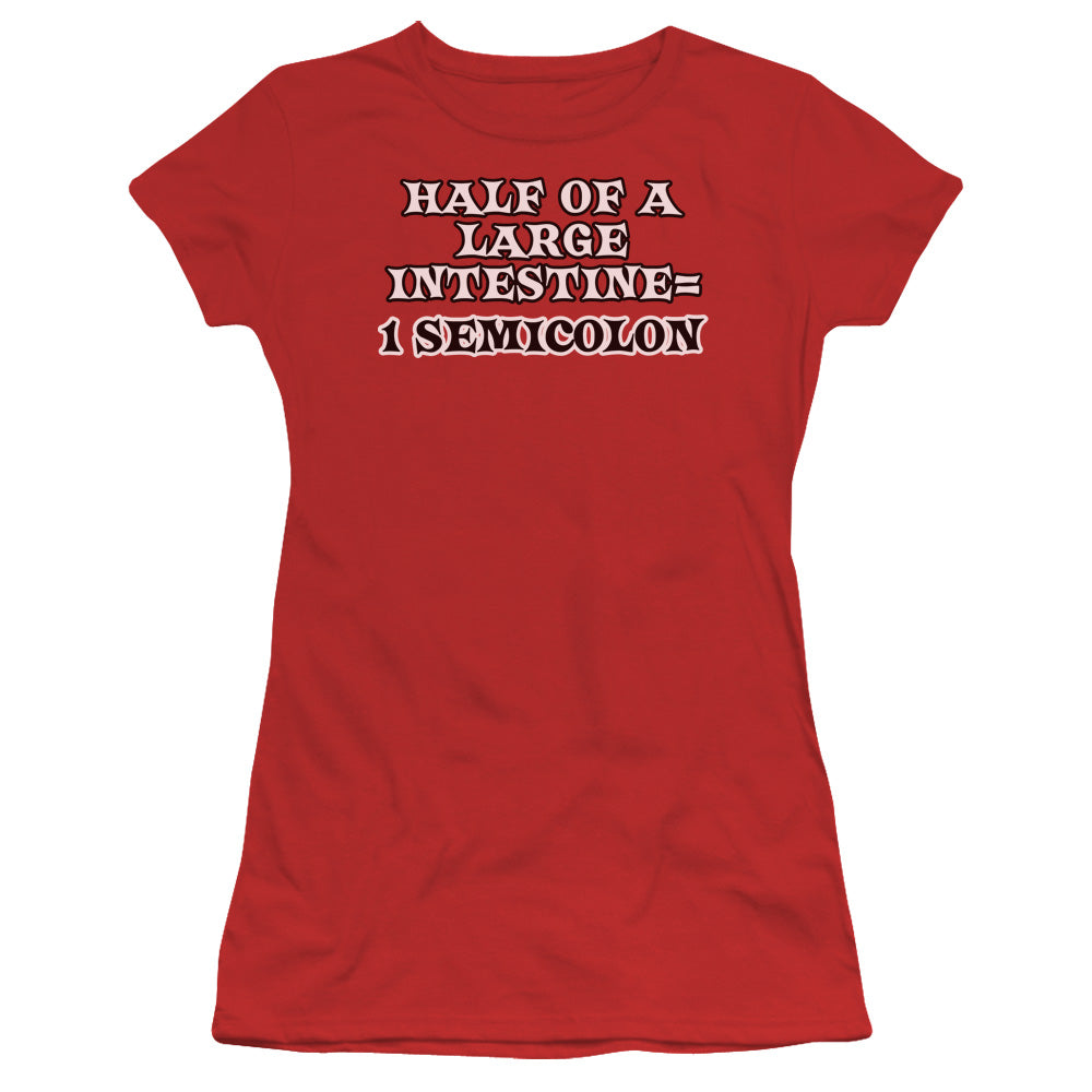 1 Semicolon - Short Sleeve Junior Sheer - Red T-shirt