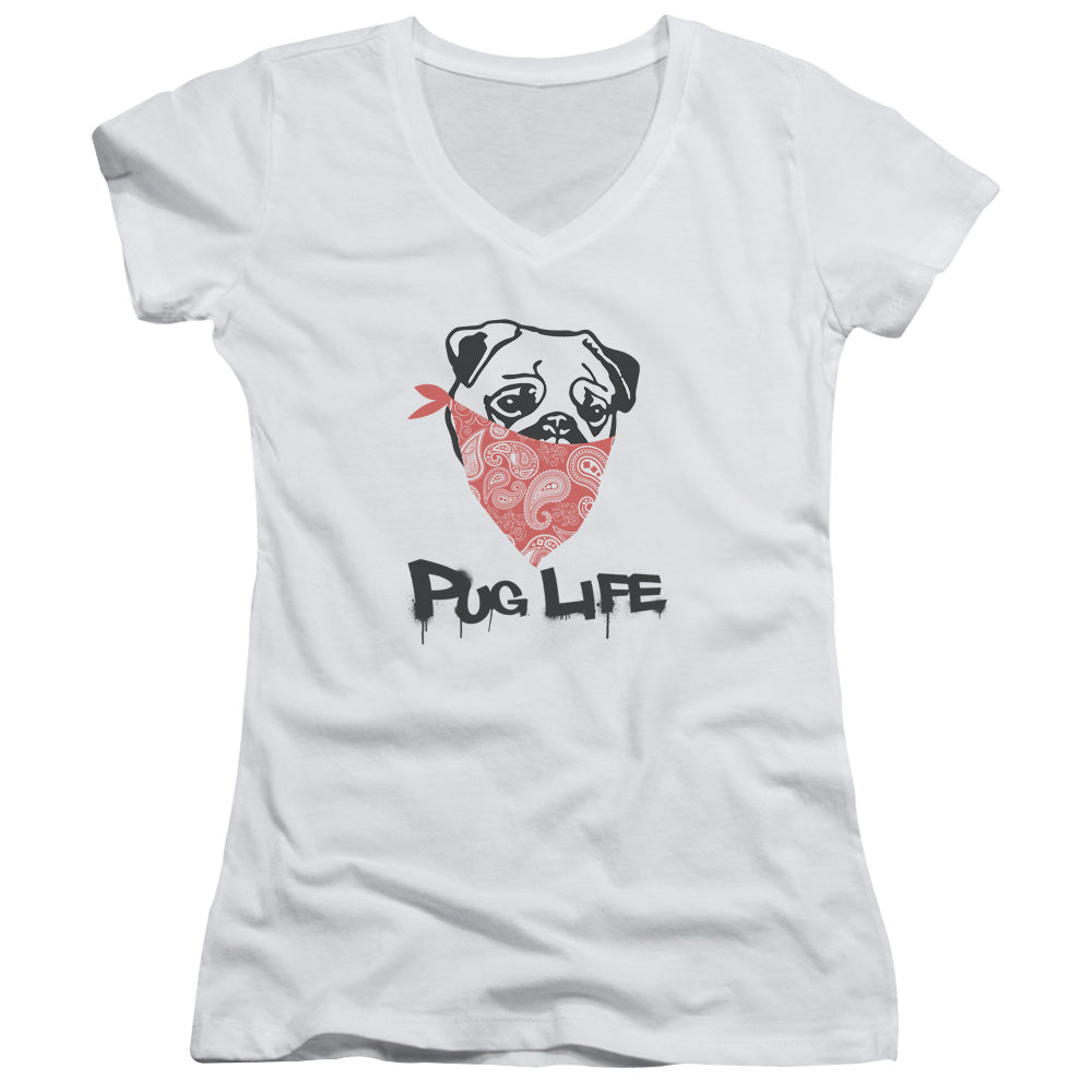 Pug Life - Junior V-neck - White