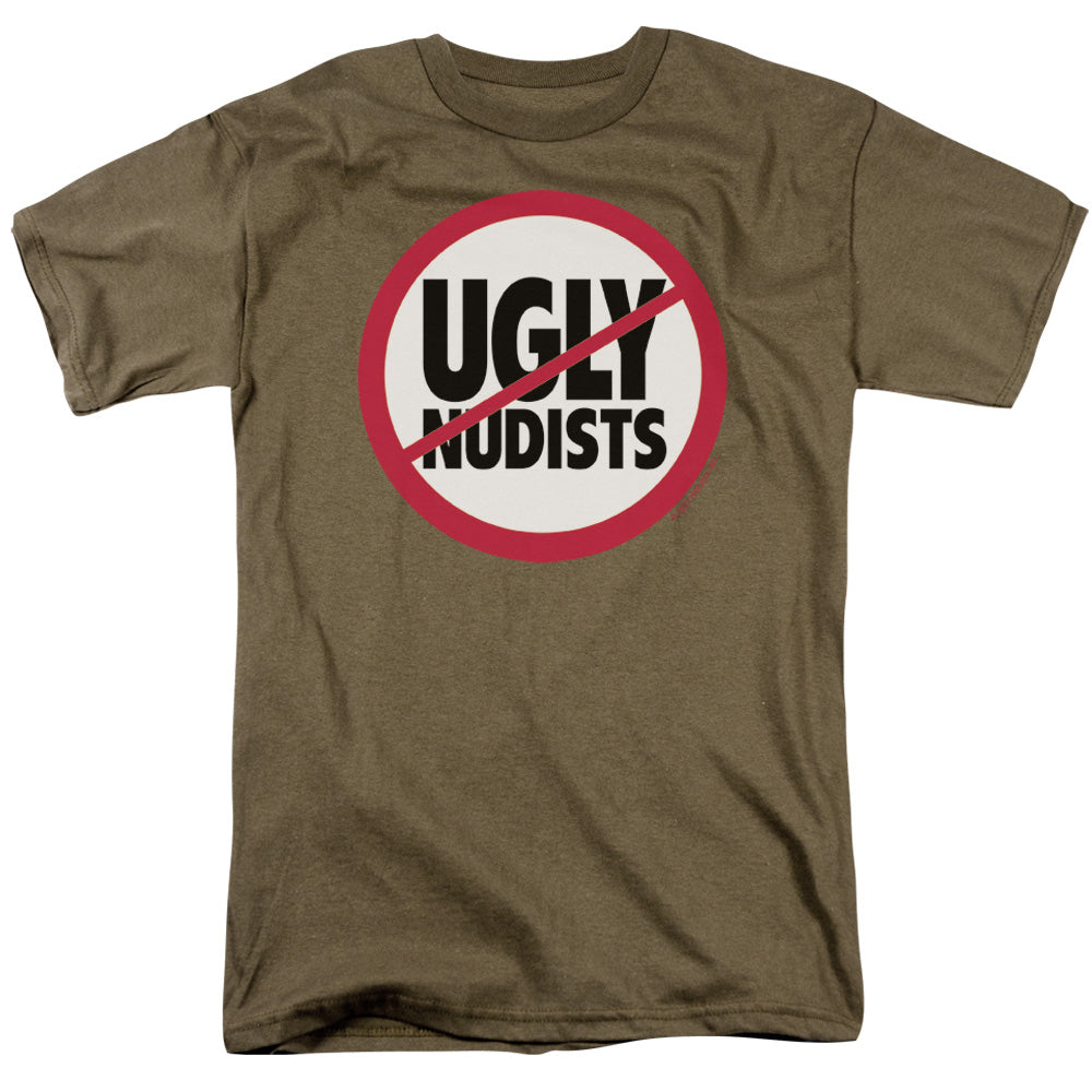 No Ugly Nudists - Short Sleeve Adult 18 - 1 - Safari Green T-shirt