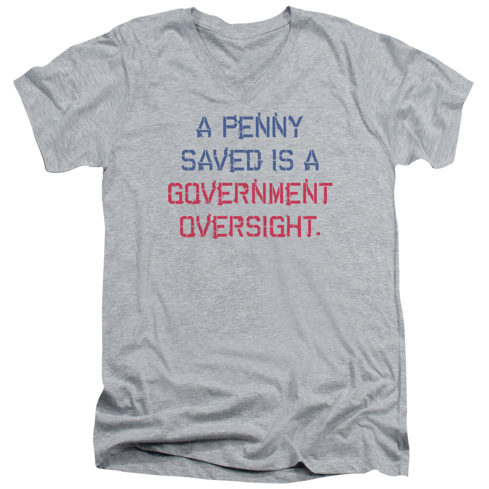 A Penny Saved - Short Sleeve Adult V-neck - Athletic Heather T-shirt