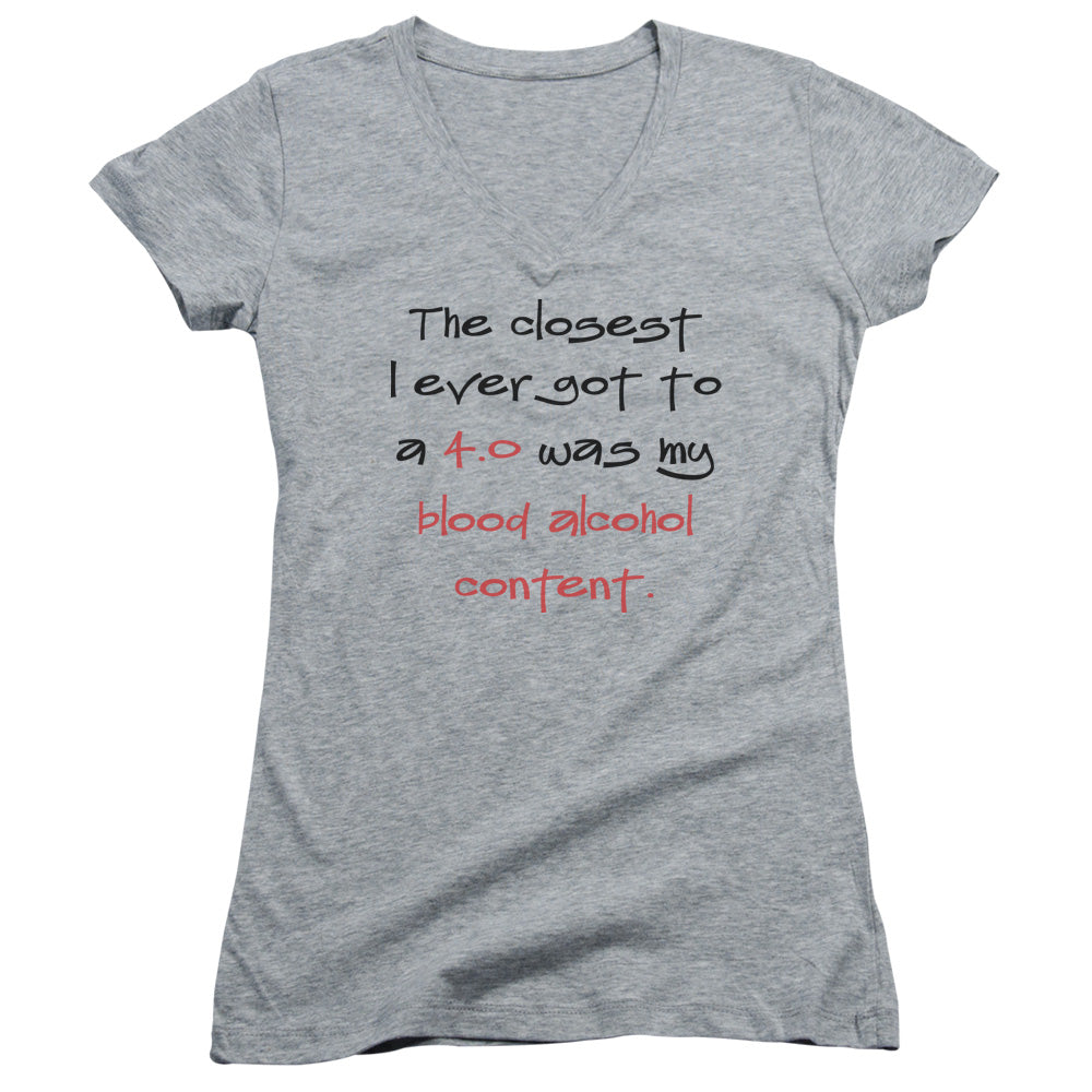 4.0 Blood Alcohol - Junior V-neck - Athletic Heather
