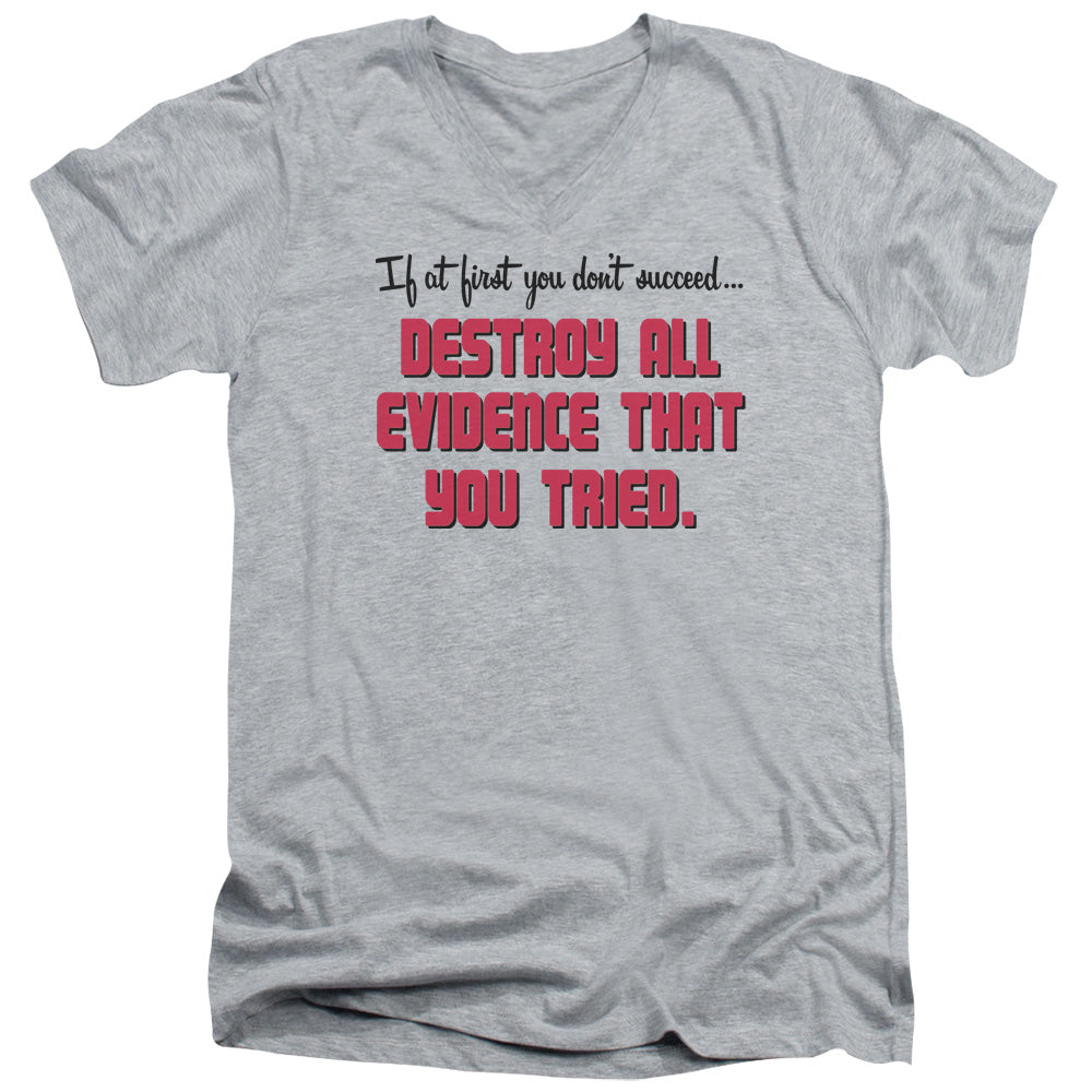 Destroy All Evidence - Short Sleeve Adult V-neck - Athletic Heather T-shirt