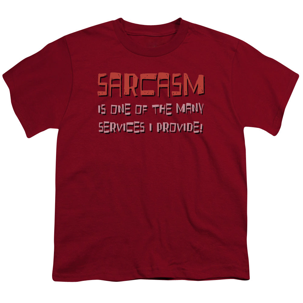 Sarcasm Is A Service - Short Sleeve Youth 18 - 1 - Cardinal T-shirt