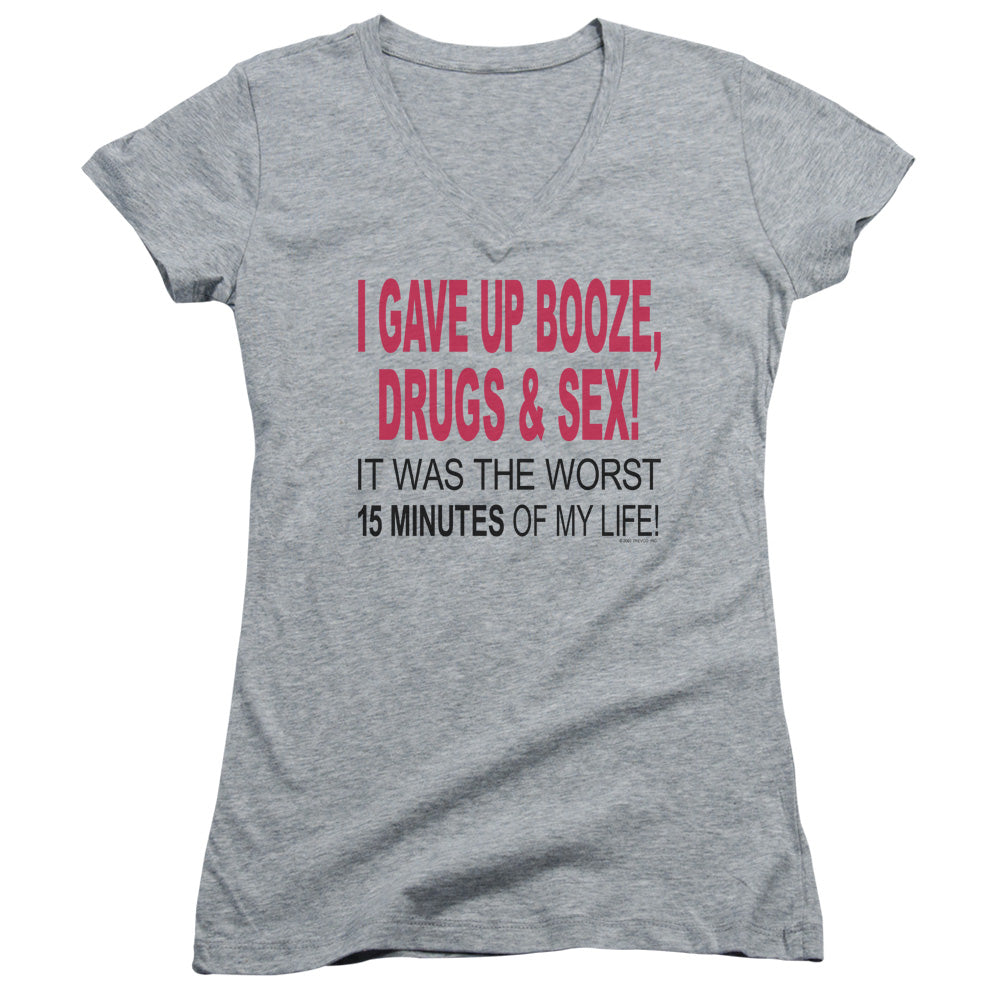 I Gave Up Booze Drugs And Sex - Junior V-neck - Athletic Heather