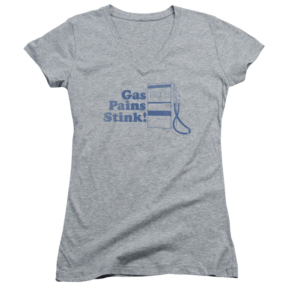 Gas Pains Stink - Junior V-neck - Athletic Heather