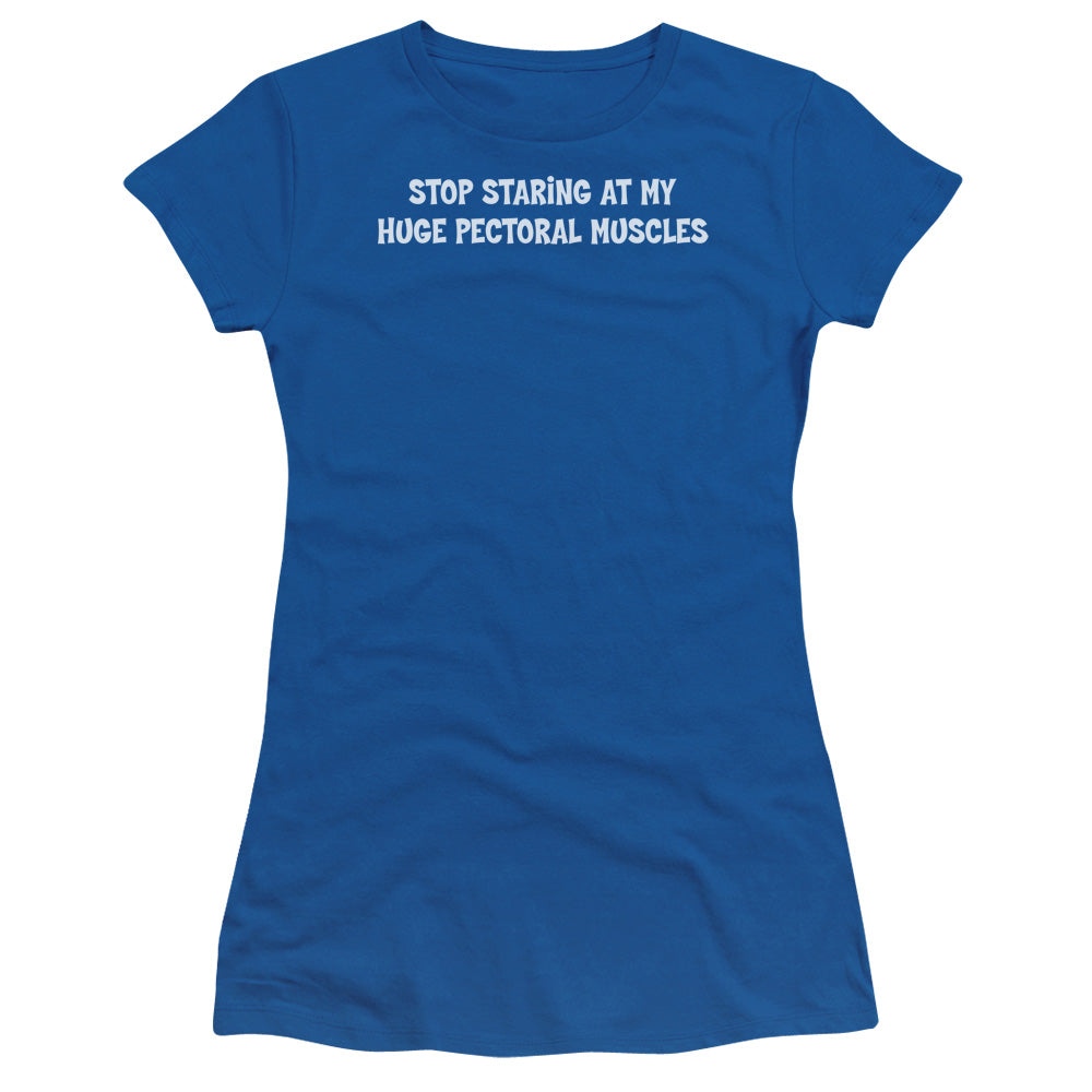 Huge Pectoral Muscles - Short Sleeve Junior Sheer - Royal Blue T-shirt