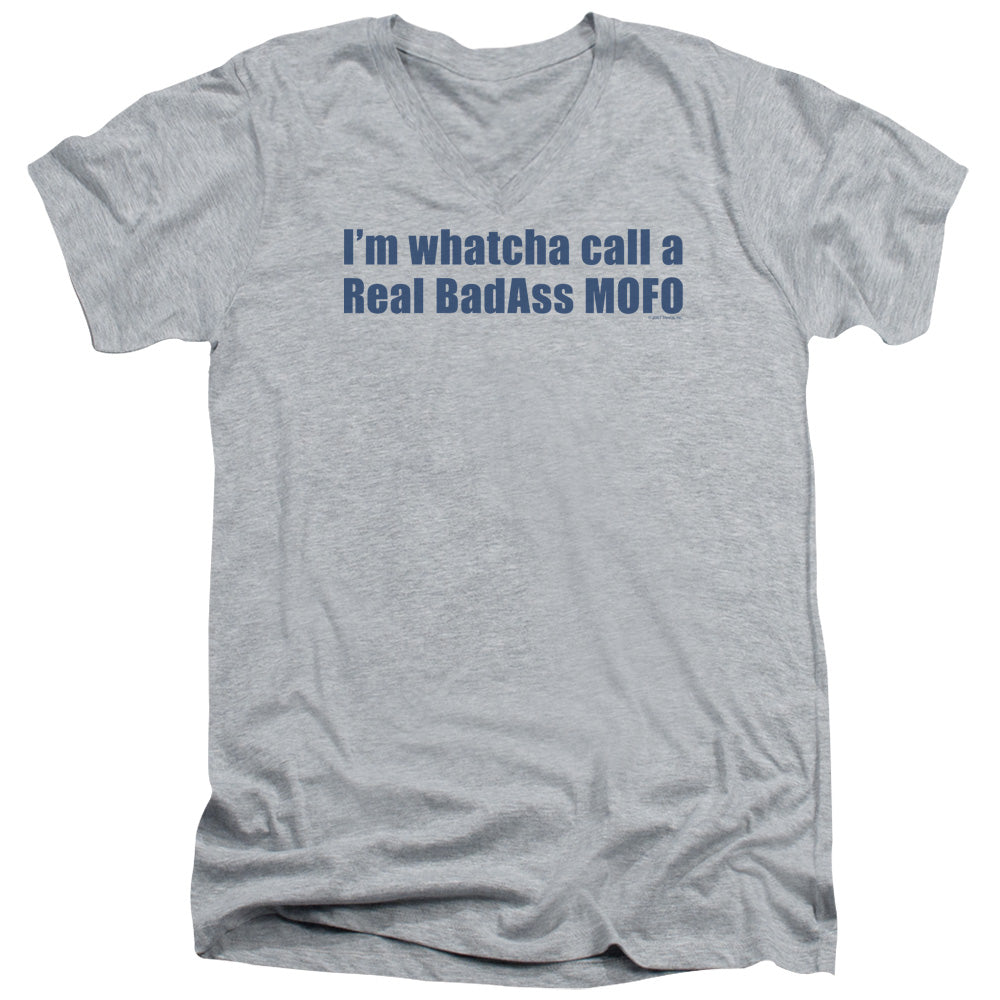 Badass Mofo - Short Sleeve Adult V-neck - Athletic Heather T-shirt