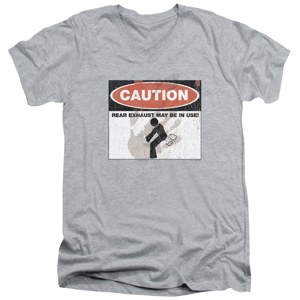 Caution - Short Sleeve Adult V-neck - Athletic Heather T-shirt