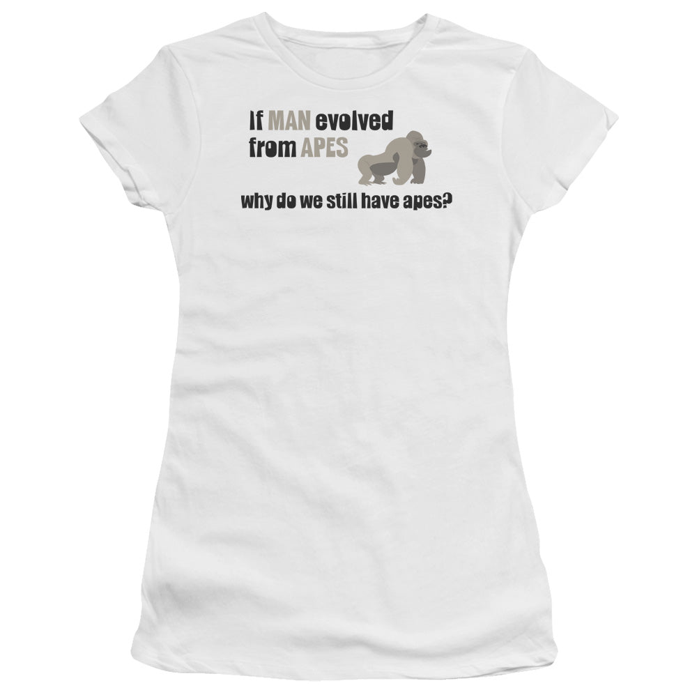 Evolved From Apes - Short Sleeve Junior Sheer - White T-shirt