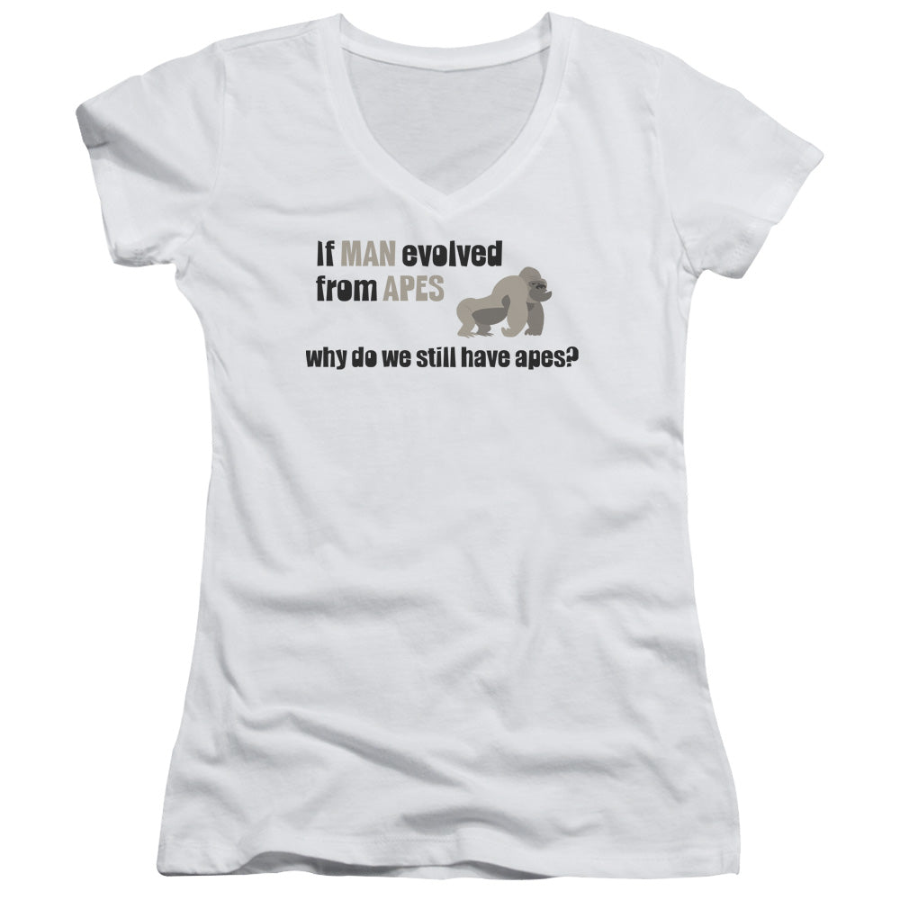 Evolved From Apes - Junior V-neck - White