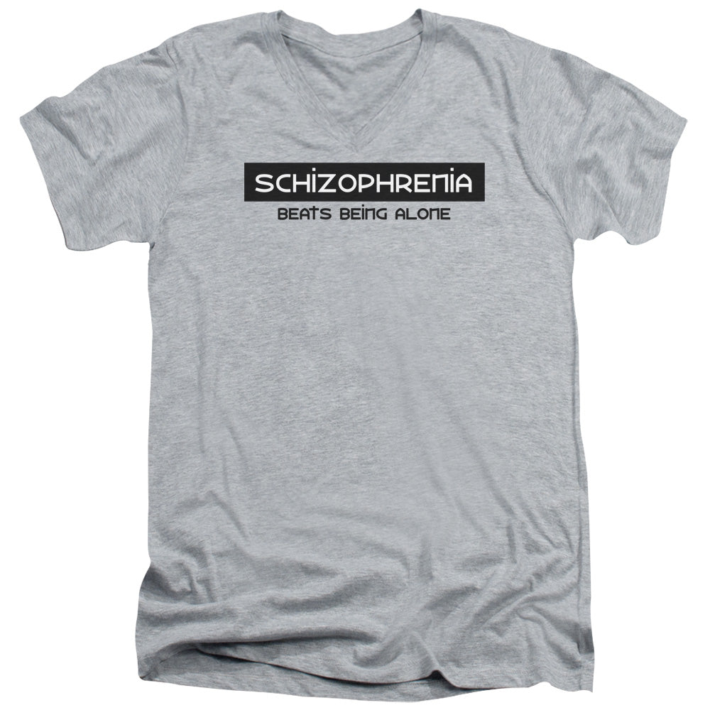 Schizophrenia - Short Sleeve Adult V-neck - Athletic Heather T-shirt