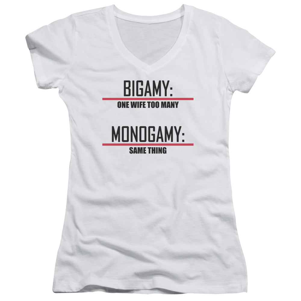 Bigamy & Monogamy - Junior V-neck - White