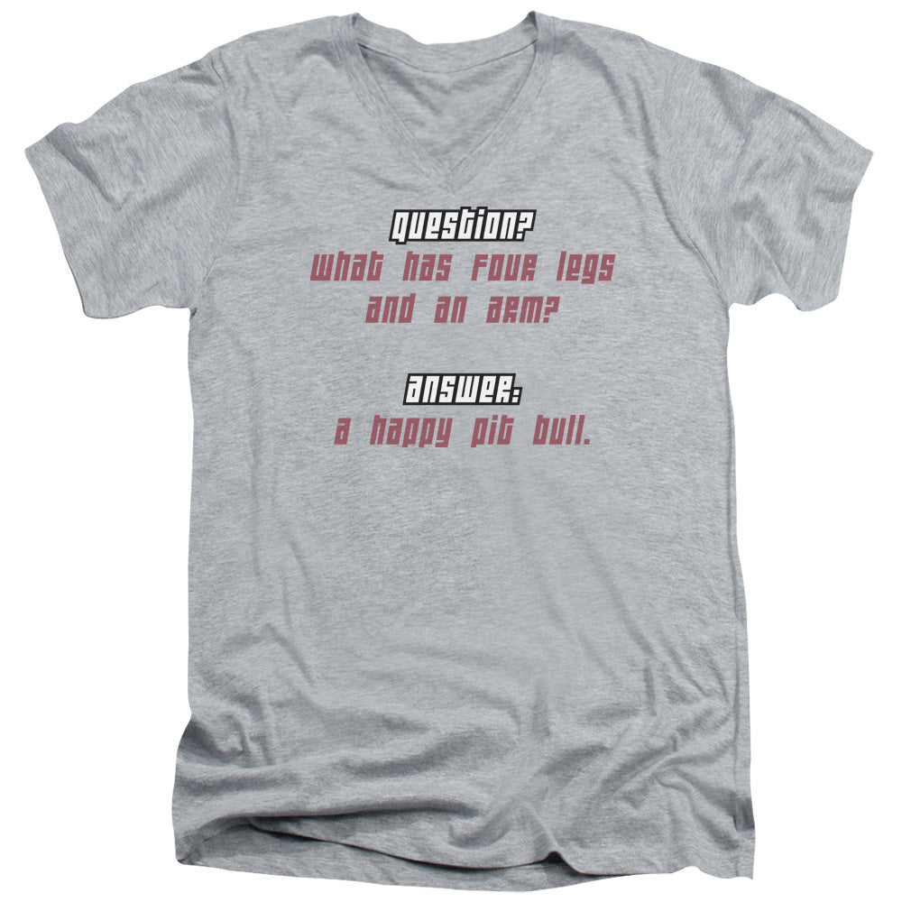 Happy Pit Bull - Short Sleeve Adult V-neck - Athletic Heather T-shirt