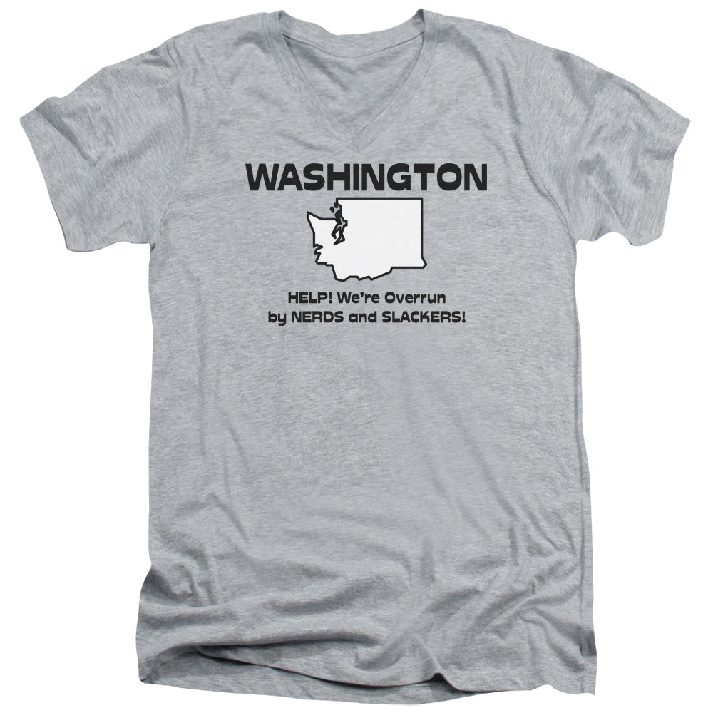 Washington - Short Sleeve Adult V-neck - Athletic Heather T-shirt