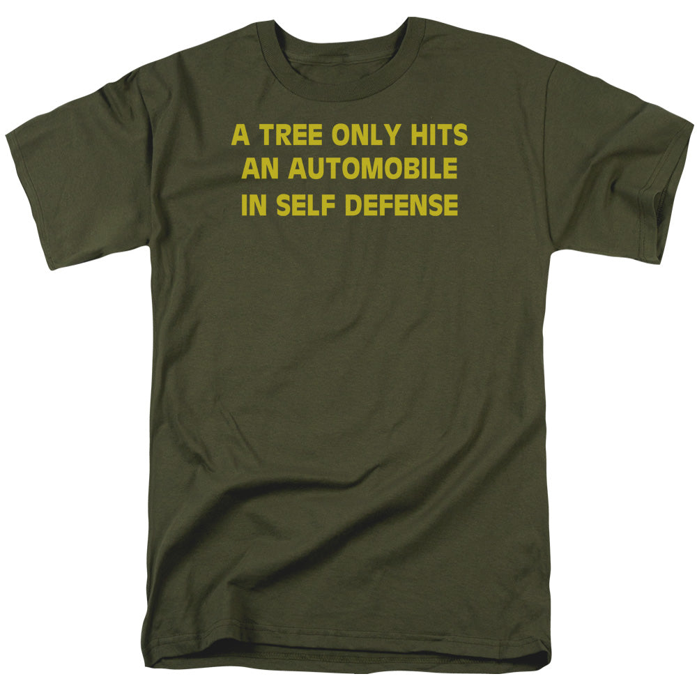 Tree Hits An Automobile - Short Sleeve Adult 18 - 1 - Military Green T-shirt