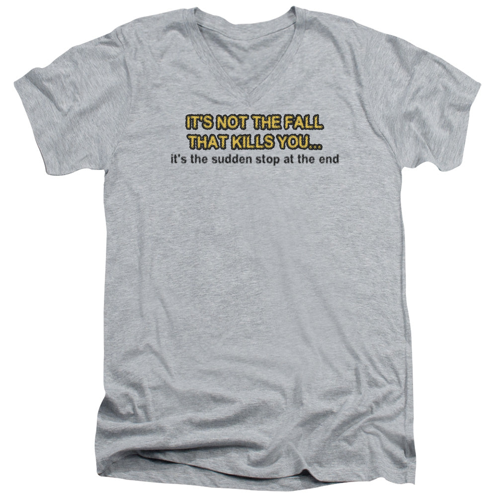 Sudden Stop - Short Sleeve Adult V-neck - Athletic Heather T-shirt