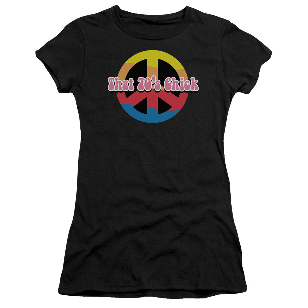 That 70s Chick - Short Sleeve Junior Sheer - Black T-shirt