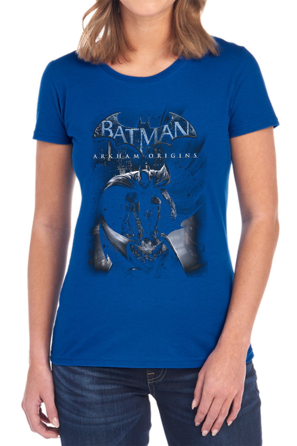 Batman Arkham Origins - Perched Cat - Short Sleeve Womens Tee - Black T-shirt
