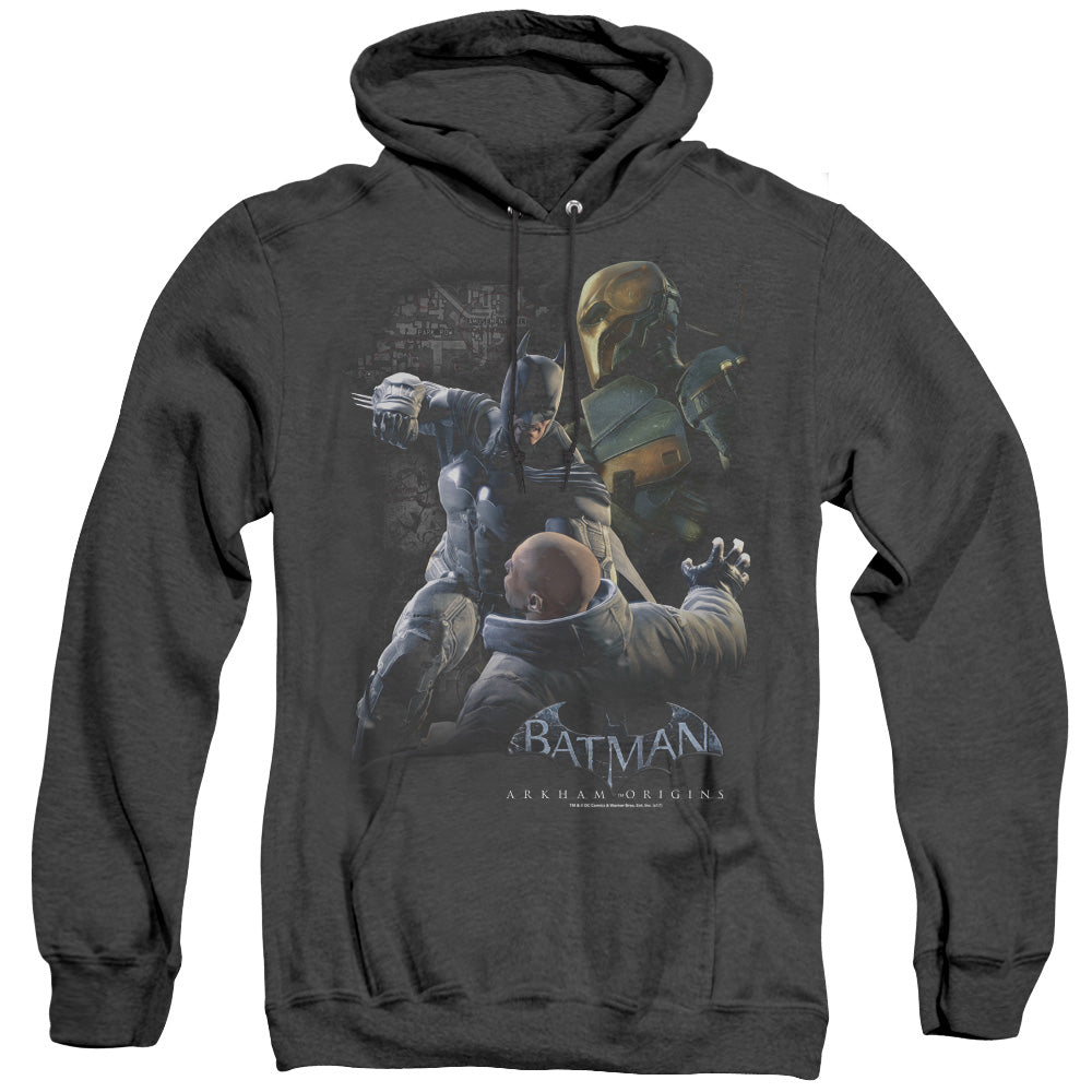 Batman Arkham Origins - Punch - Adult Heather Hoodie - Black