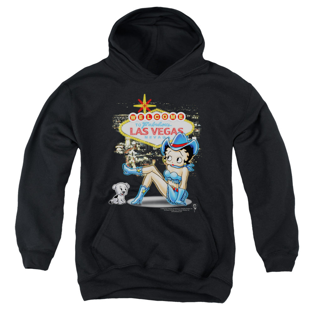 Betty Boop - Welcome Las Vegas - Youth Pull-over Hoodie - Black