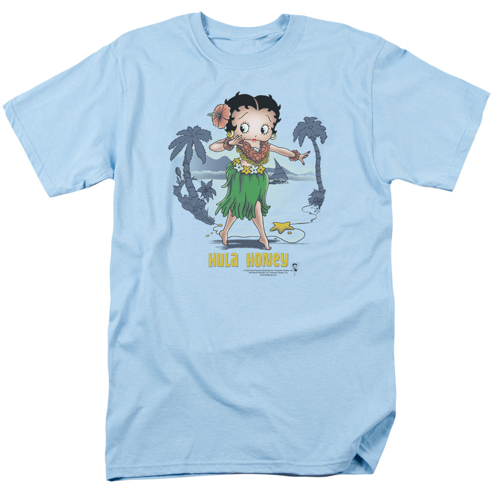 Betty Boop - Hula Honey - Short Sleeve Adult 18/1 - Carolina Blue T-shirt