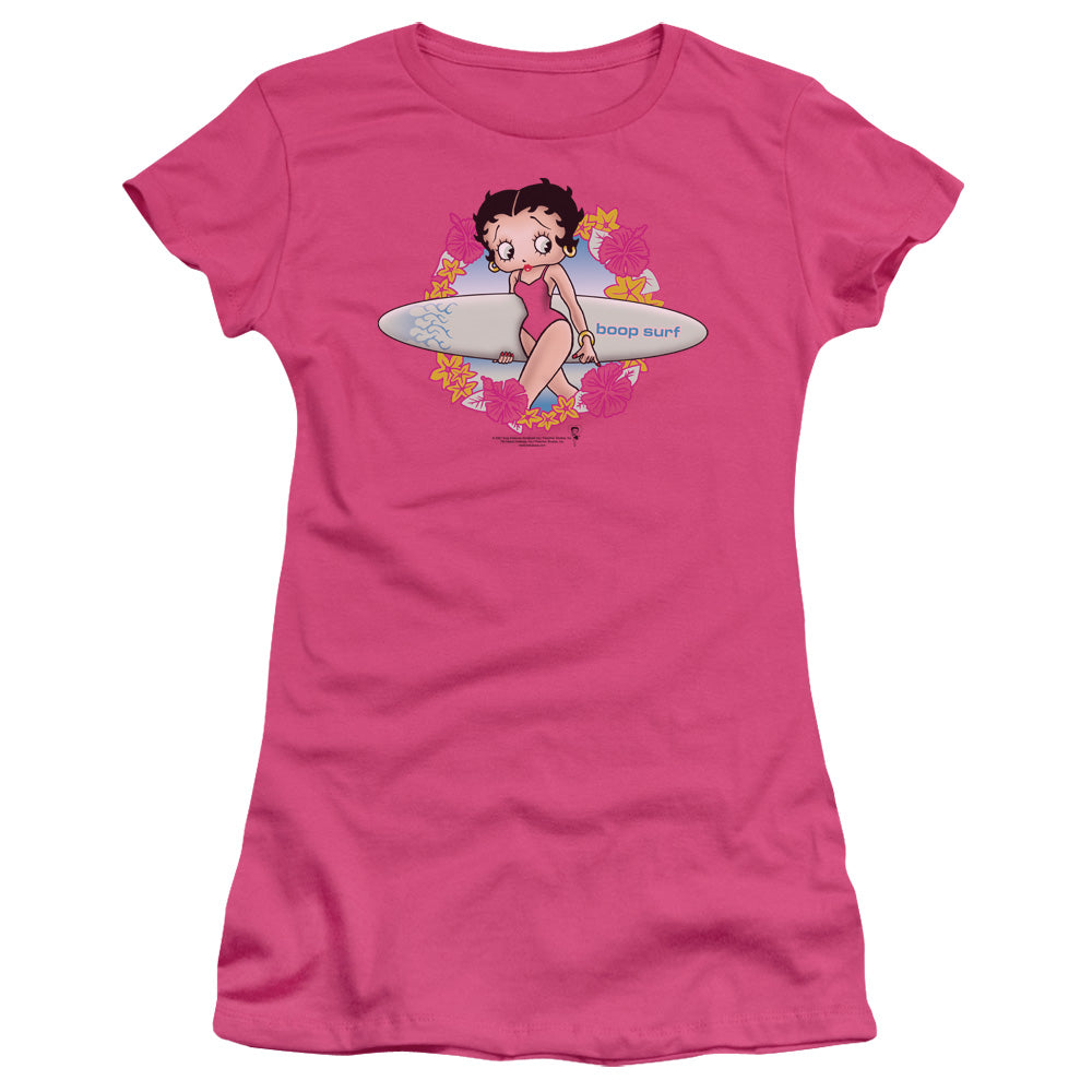 Betty Boop - Surf - Short Sleeve Junior Sheer - Hot Pink T-shirt