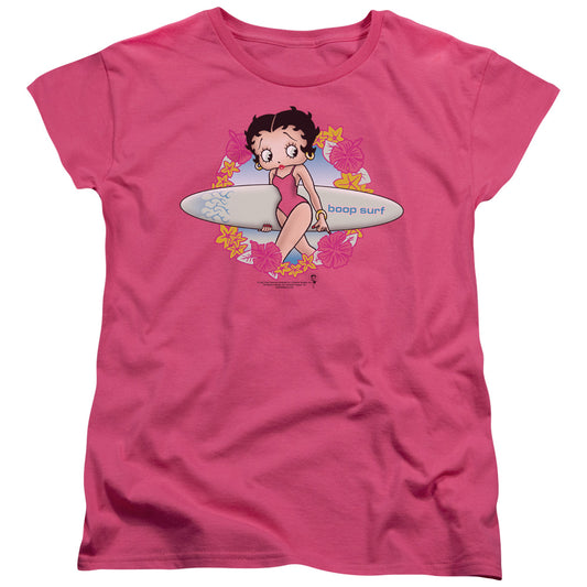 Betty Boop - Surf - Short Sleeve Womens Tee-hotpink T-shirt