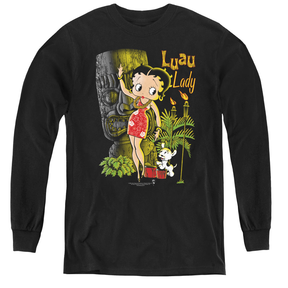 Betty Boop - Luau Lady - Youth Long Sleeve Tee - Black