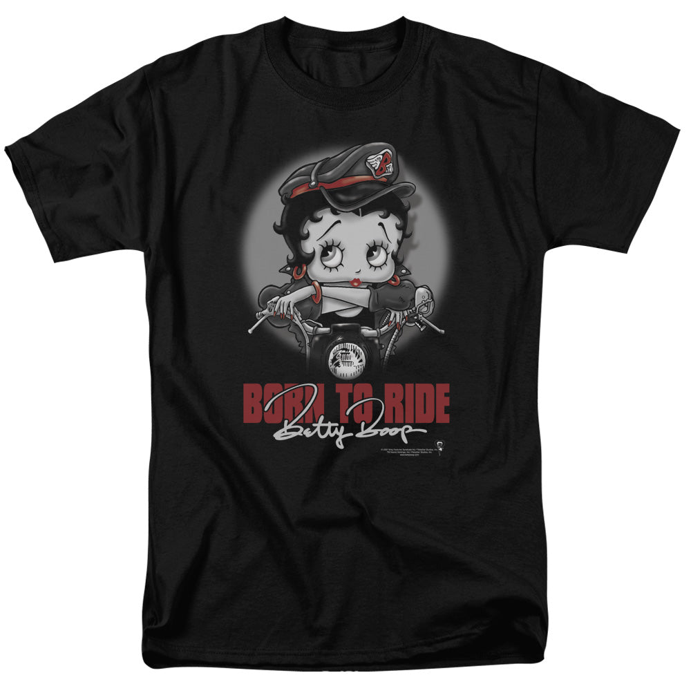 Betty Boop - Born To Ride - Short Sleeve Adult 18/1 - Black T-shirt