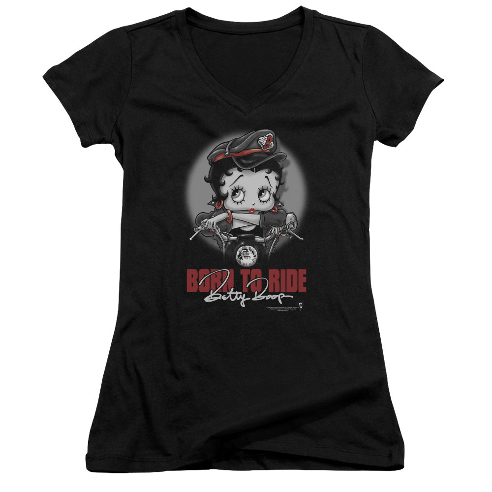 Betty Boop - Born To Ride - Junior V-neck - Black