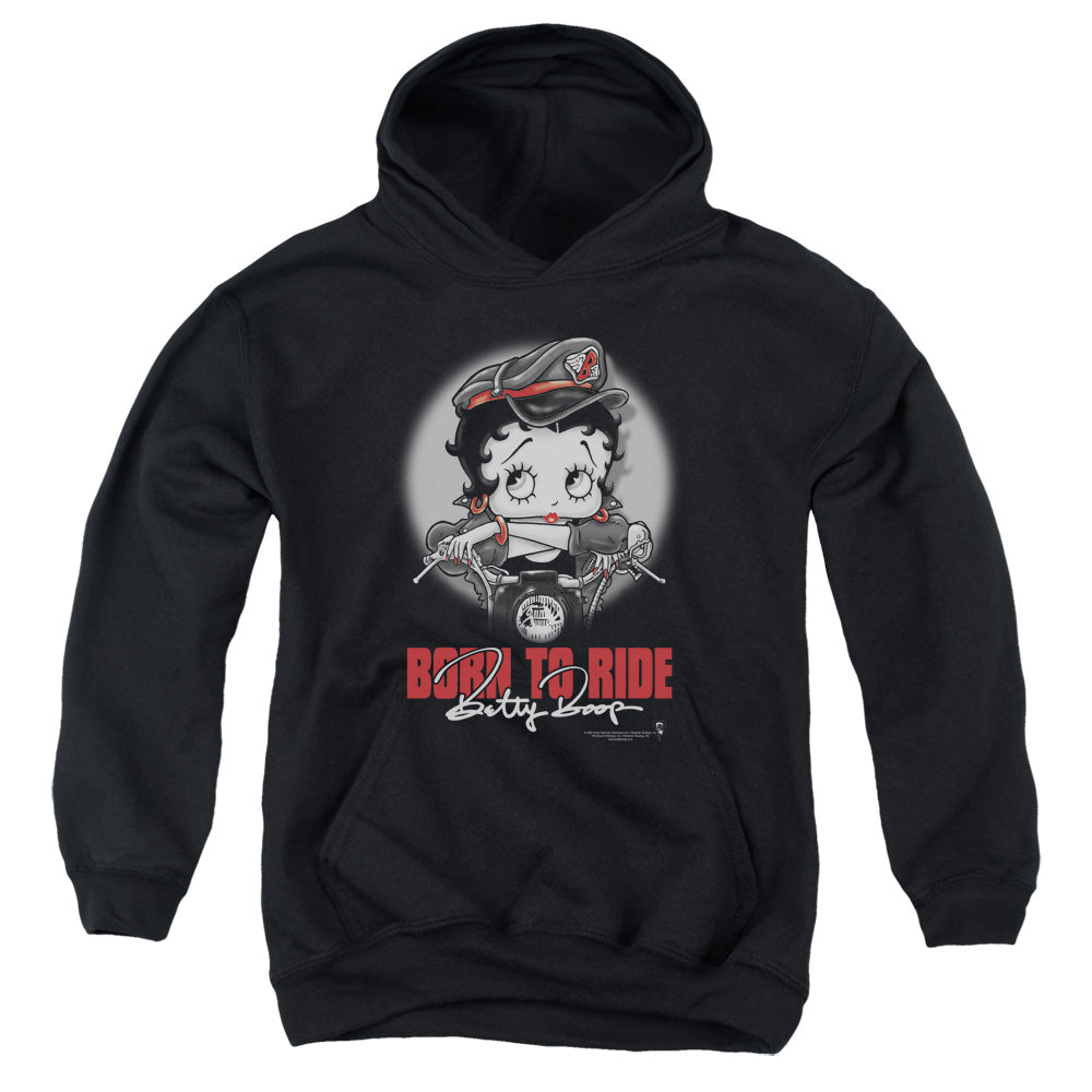 Betty Boop - Born To Ride - Youth Pull-over Hoodie - Black