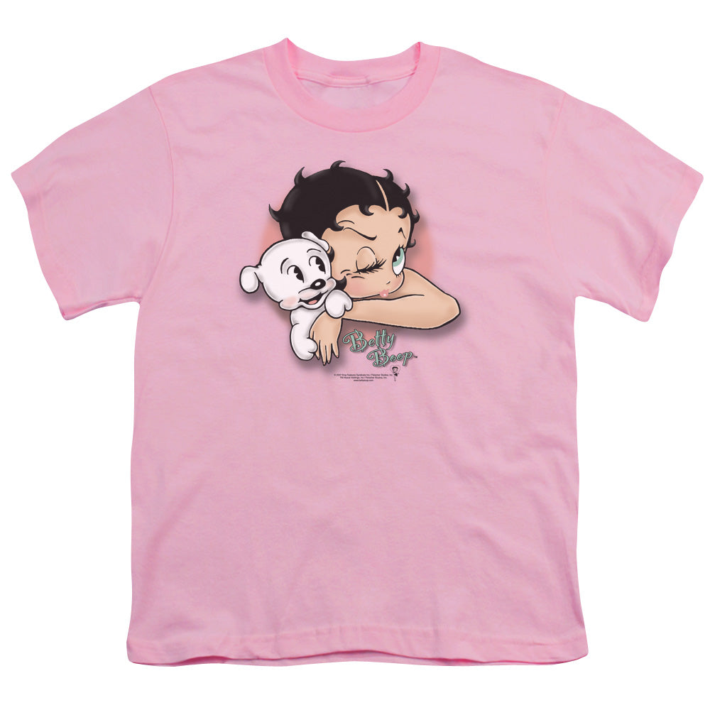 Betty Boop - Wink Wink - Short Sleeve Youth 18/1 - Pink T-shirt
