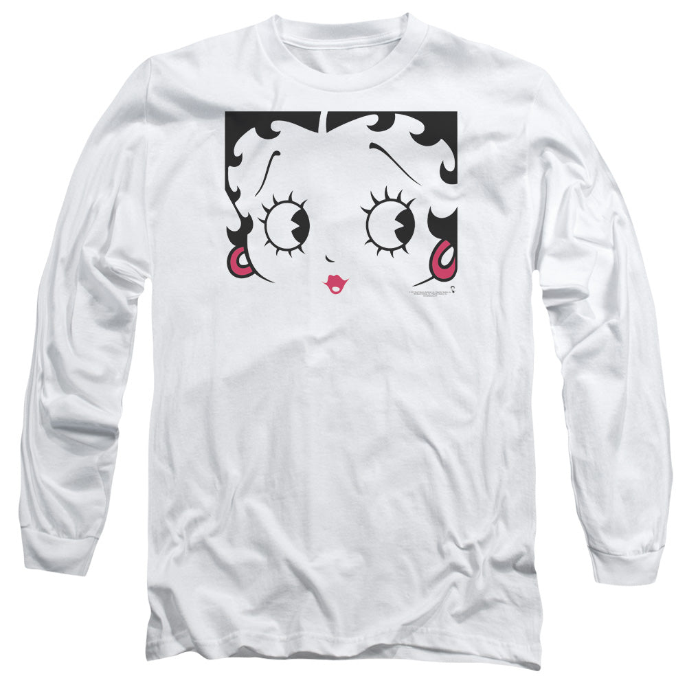 Betty Boop - Close Up - Long Sleeve Adult 18/1 - White T-shirt