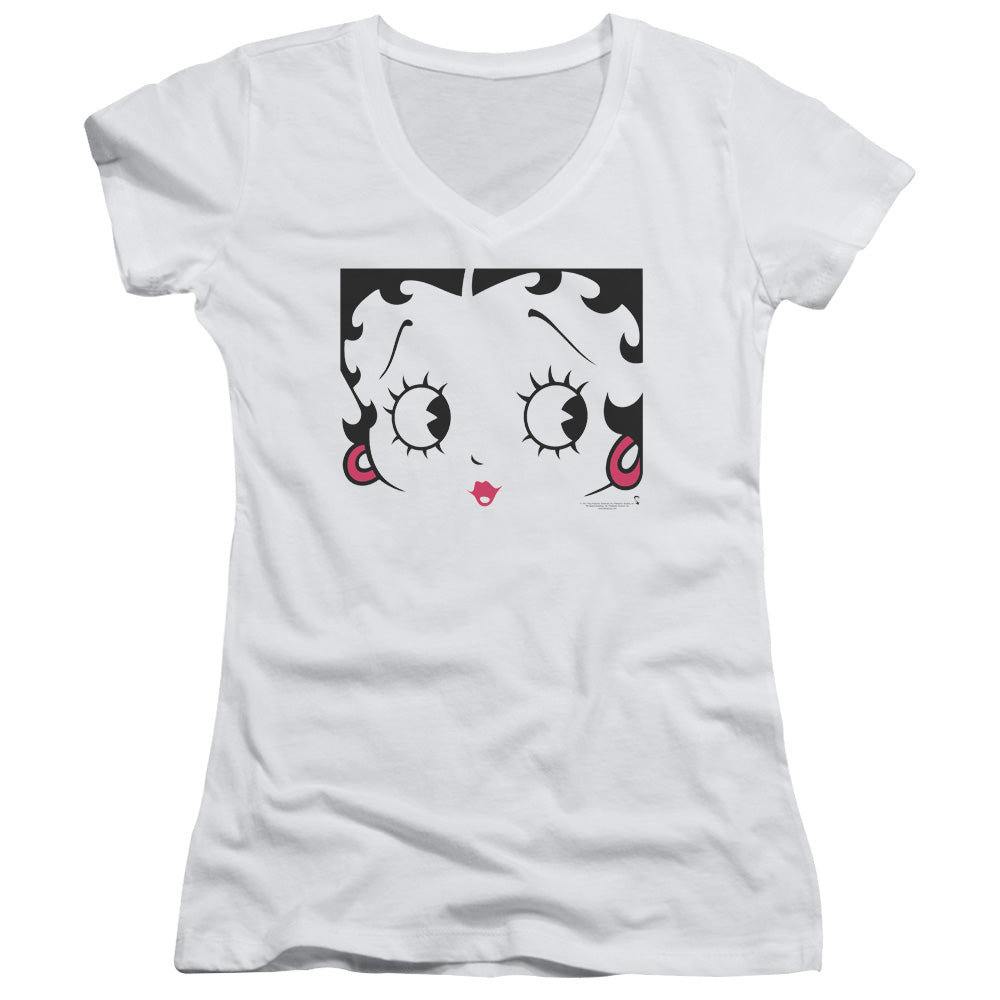 Betty Boop - Close Up - Junior V-neck - White
