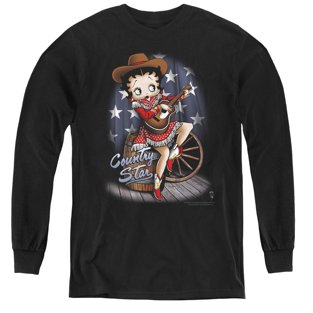 Betty Boop - Country Star - Youth Long Sleeve Tee - Black