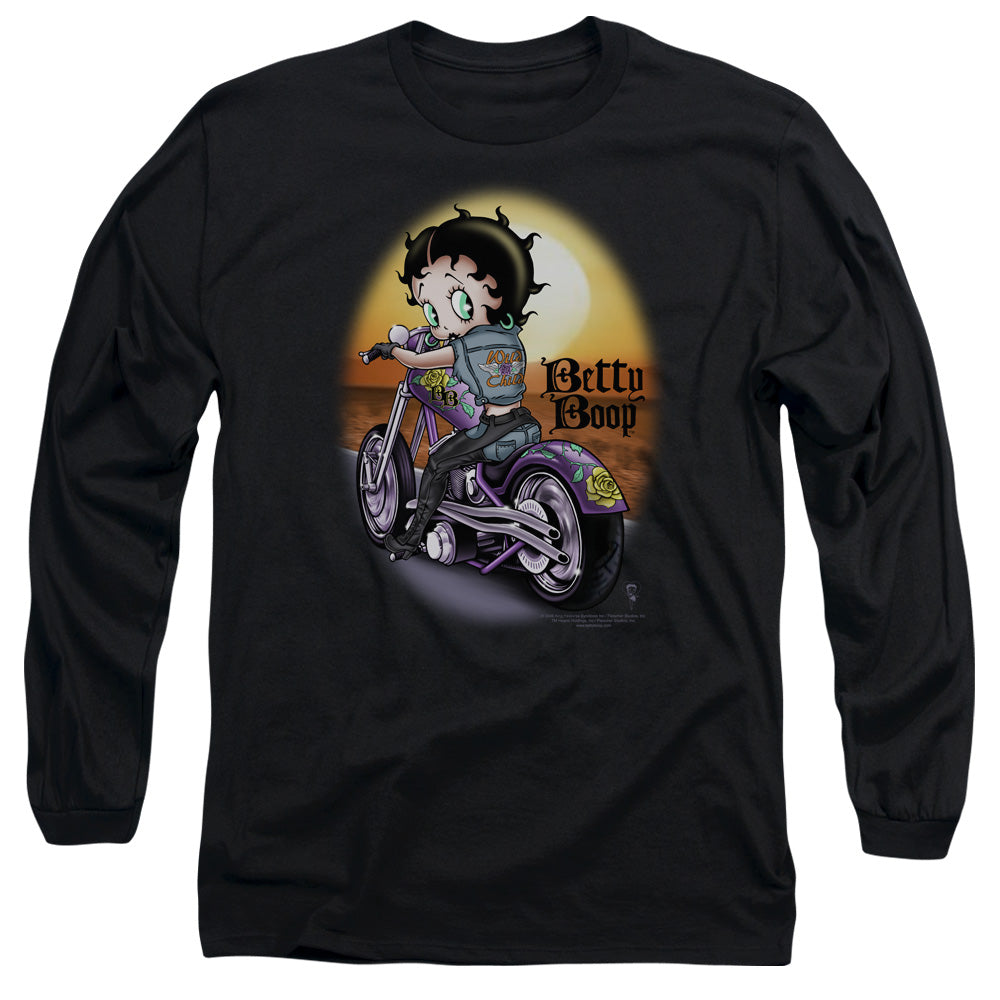 Betty Boop - Wild Biker - Long Sleeve Adult 18/1 - Black T-shirt