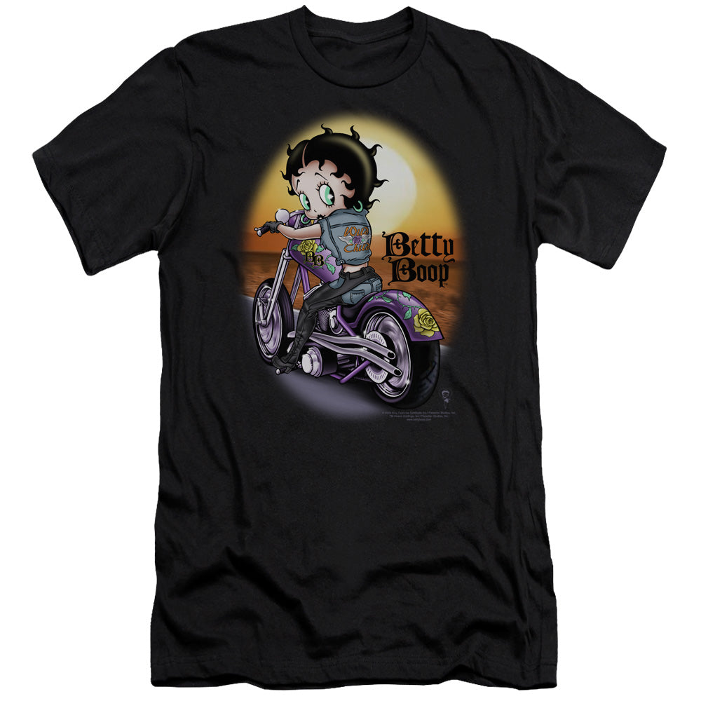 Betty Boop - Wild Biker-premuim Canvas Adult Slim Fit 30/1 - Black