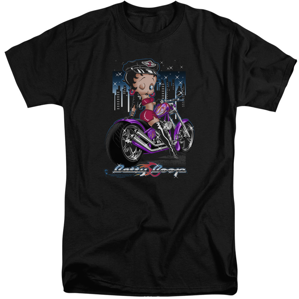 Betty Boop - City Chopper - Short Sleeve Adult Tall - Black T-shirt