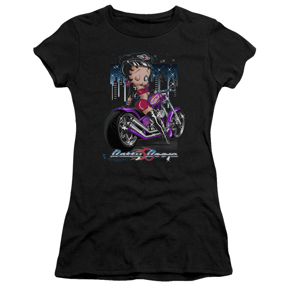 Betty Boop - City Chopper - Short Sleeve Junior Sheer - Black T-shirt
