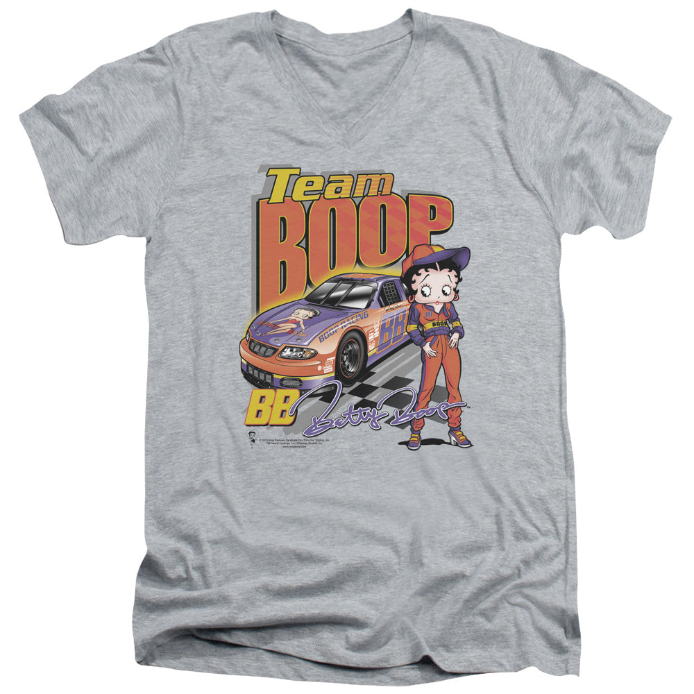 Betty Boop - Team Boop - Short Sleeve Adult V-neck - Athletic Heather T-shirt