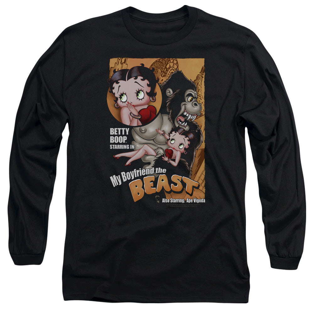 Betty Boop - Boyfriend The Beast - Long Sleeve Adult 18/1 - Black T-shirt