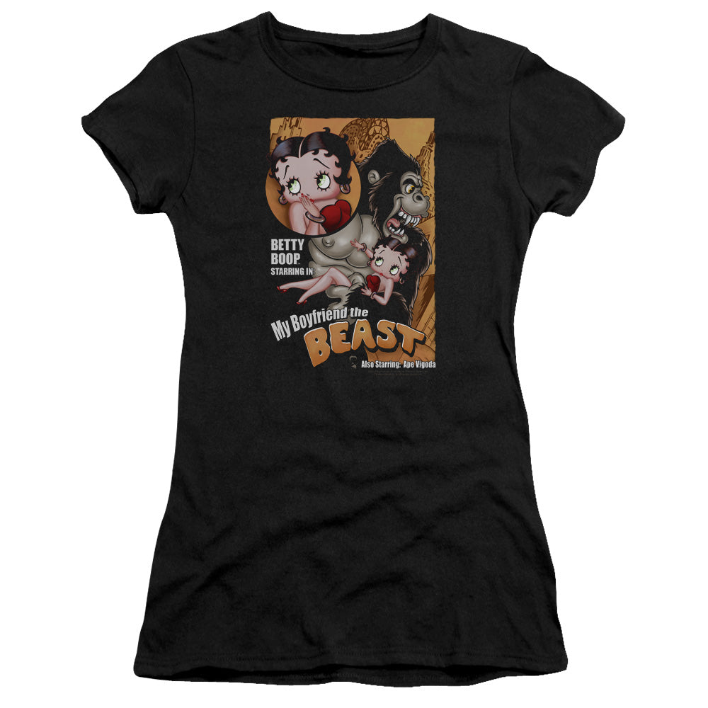 Betty Boop - Boyfriend The Beast - Short Sleeve Junior Sheer - Black T-shirt