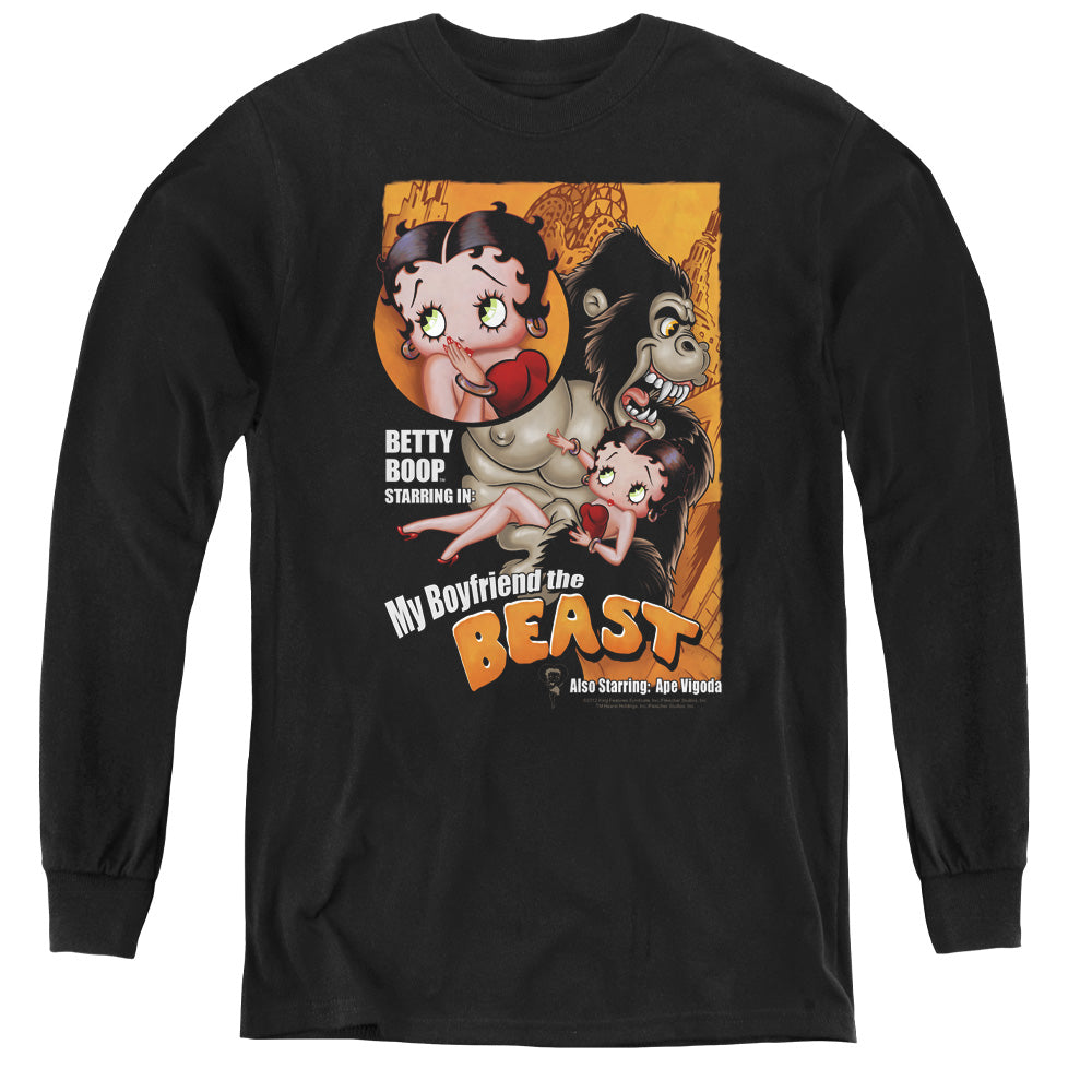 Betty Boop - Boyfriend The Beast - Youth Long Sleeve Tee - Black