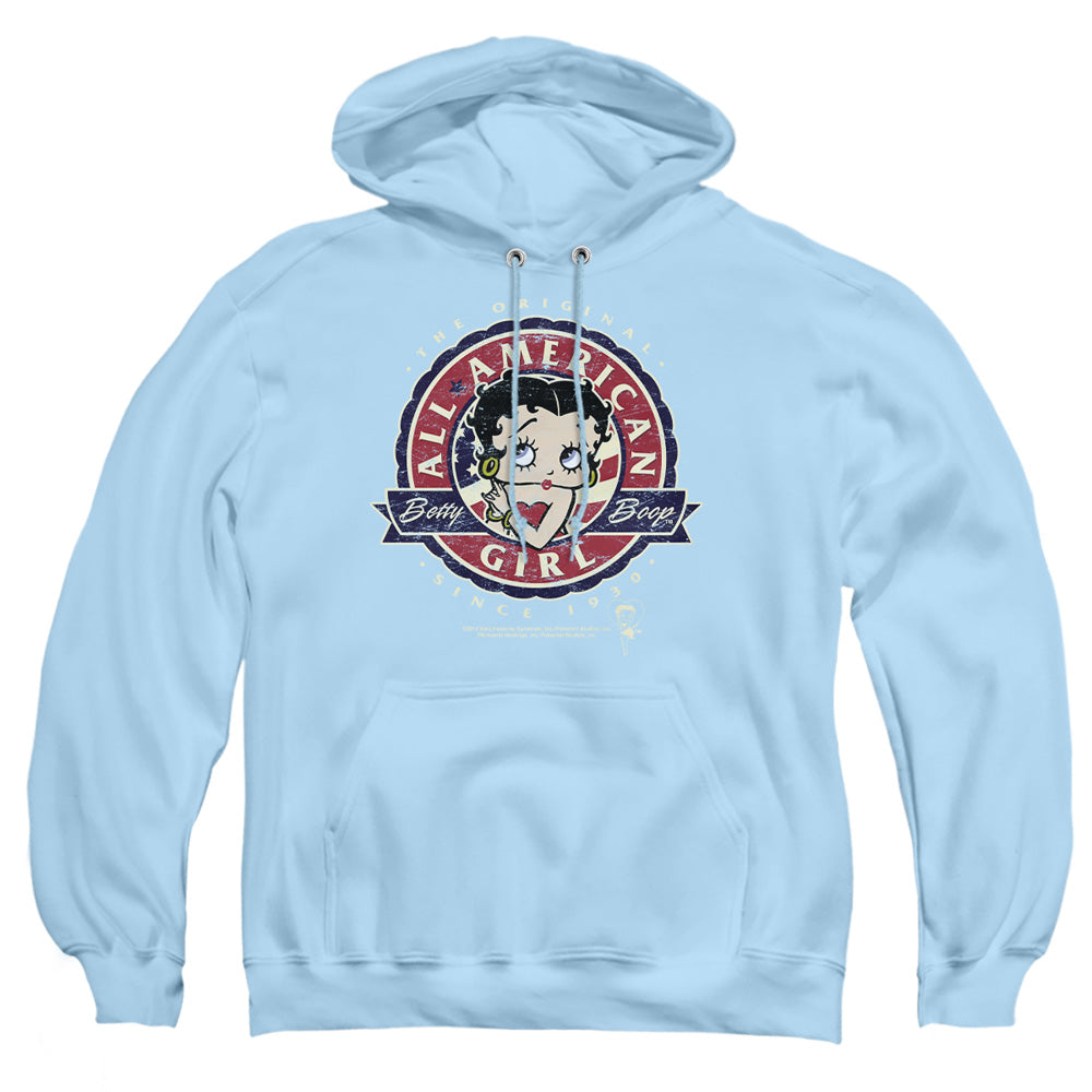 Betty Boop - All American Girl - Adult Pull-over Hoodie - Light Blue