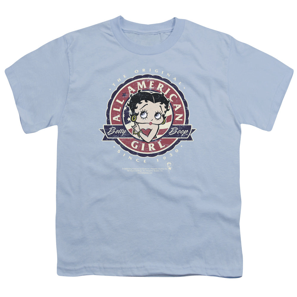 Betty Boop - All American Girl - Short Sleeve Youth 18/1 - Light Blue T-shirt