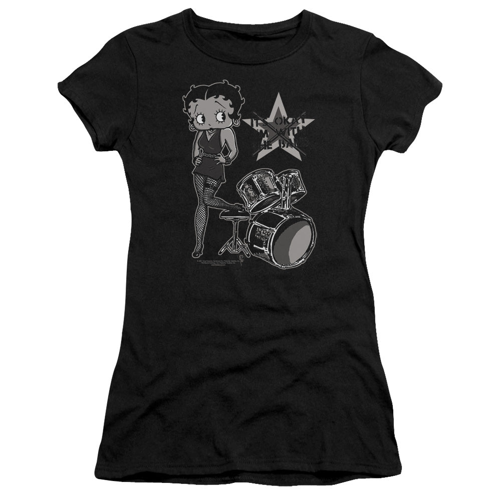 Betty Boop - With The Band - Short Sleeve Junior Sheer - Black T-shirt