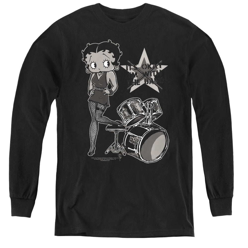 Betty Boop With The Band - Youth Long Sleeve Tee - Black