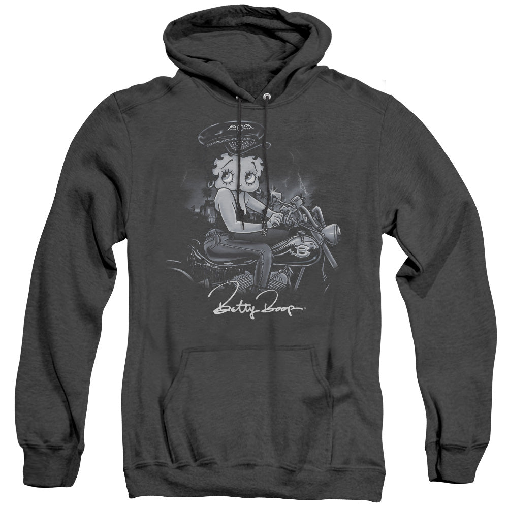 Betty Boop - Storm Rider - Adult Heather Hoodie - Black
