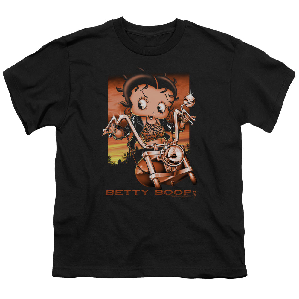 Betty Boop - Sunset Rider - Short Sleeve Youth 18/1 - Black T-shirt