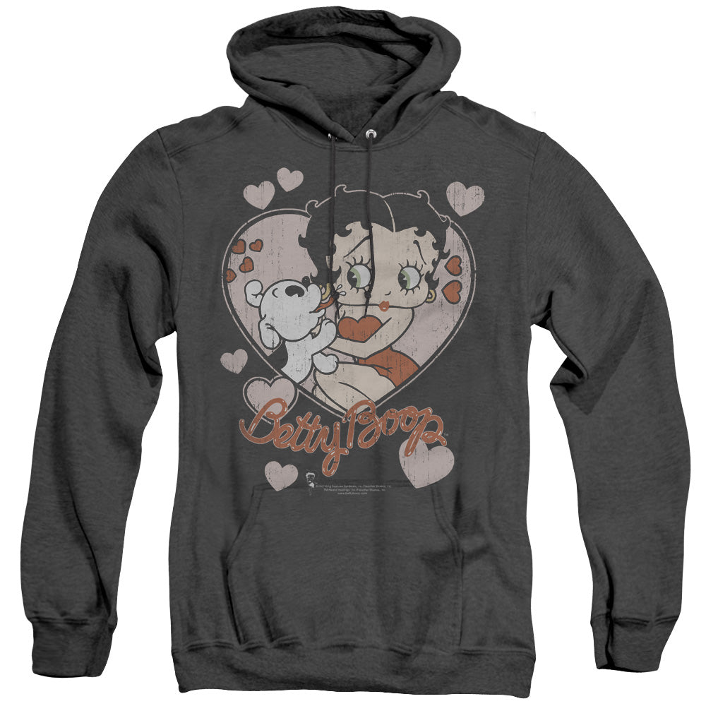 Betty Boop - Classic Kiss - Adult Heather Hoodie - Black